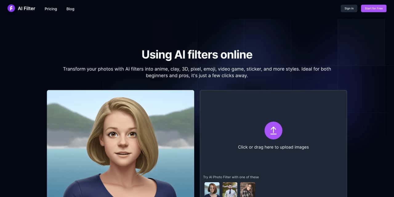 AI Filter-Transform your photos with filters-AllinAI.Tools