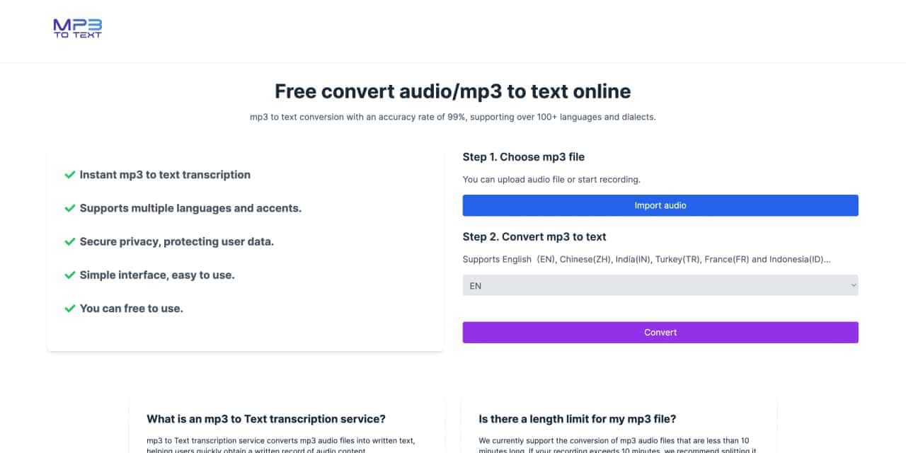 Mp3toText-AI Mp3 to Text Converter-AllinAI.Tools