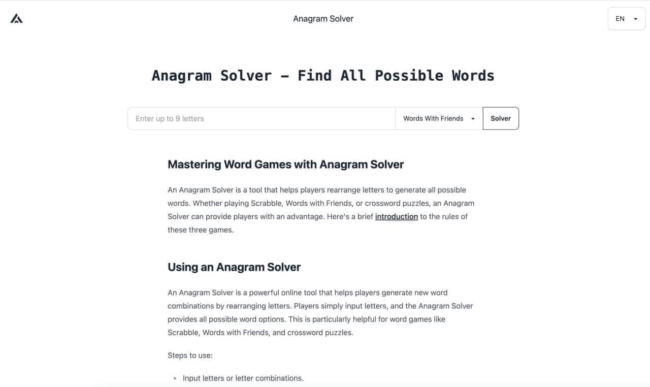 Anagram Solver-Free Online Anagram Solver | Find All Possible Words-AllinAI.Tools