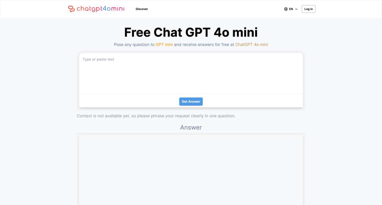 Chat GPT 4o Mini-Get Answer with GPT Mini | AI-Powered Q&A-AllinAI.Tools