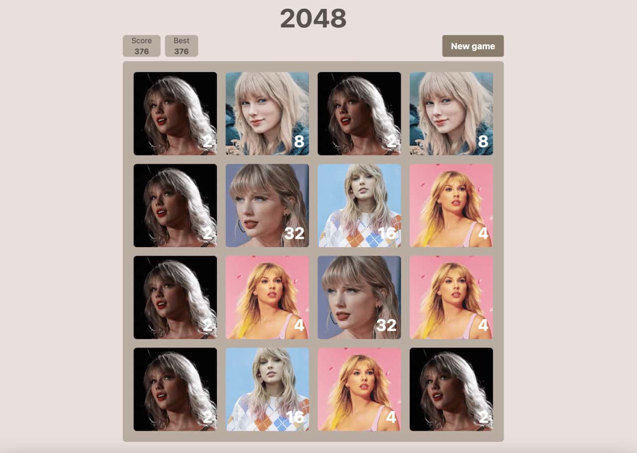 Taylor Swift 2048 Game