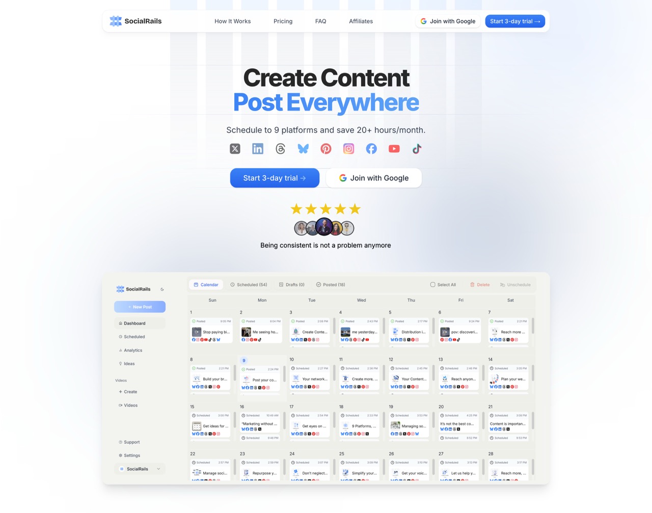 SocialRails-Schedule To 9 Social Media Platforms | allinAI.Tools