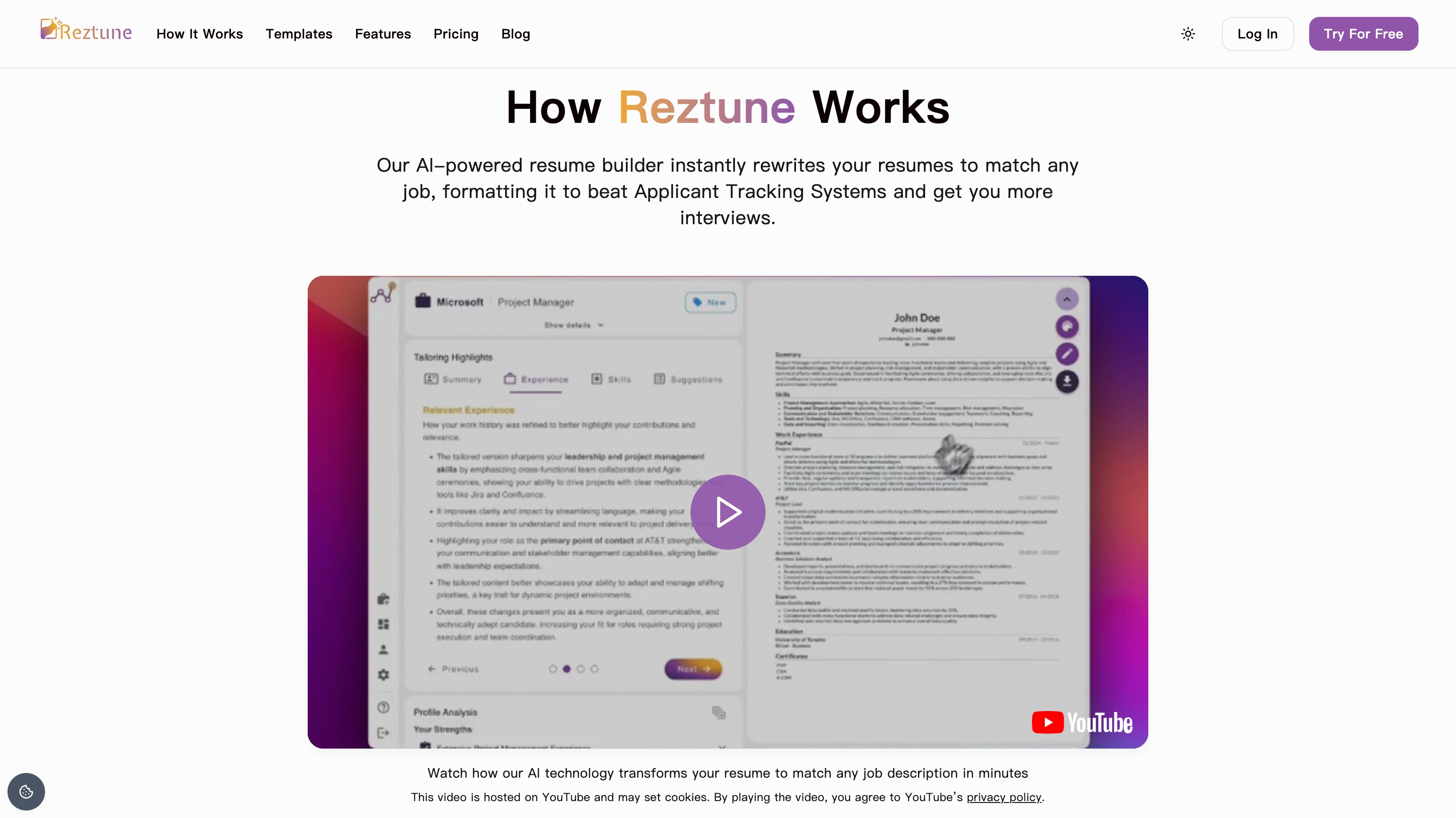 Reztune-Get more interviews with AI Resume Tailoring | Reztune | allinAI.Tools