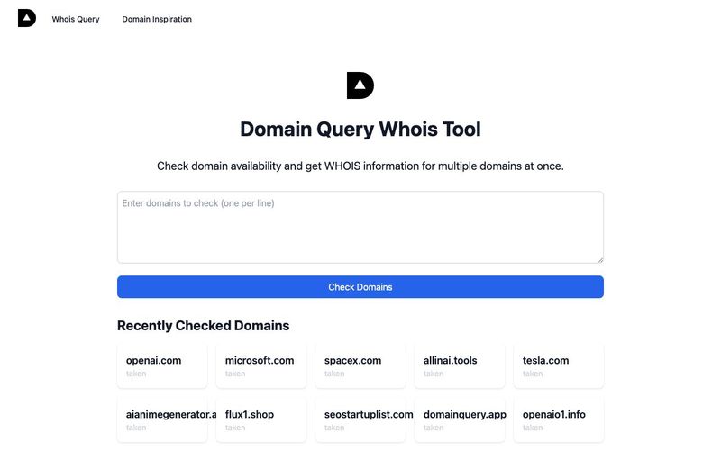 Domain Query Whois Tool-AI-based domain name availability and WHOIS query, providing interesting domain name inspiration explanations.-AllinAI.Tools