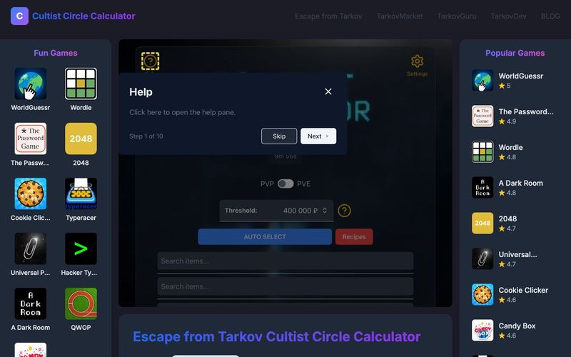 Cultist Circle Calculator-Cultist Circle Calculator - Optimize Your Escape from Tarkov Sacrifices and Save Rubles-AllinAI.Tools