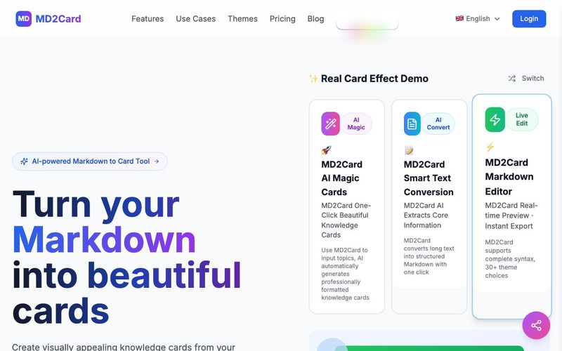 MD2Card-AI Card Generator | Text to Visual Cards | allinAI.Tools