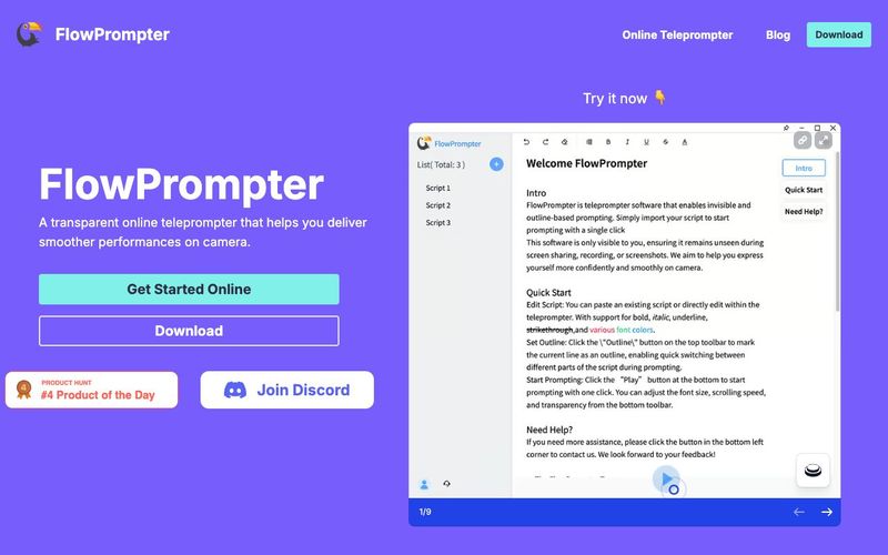 FlowPrompter -Transparent teleprompter online-AllinAI.Tools