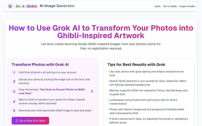 Grok AI Ghibli Image Creator-Create Free Studio Ghibli Art Online | allinAI.Tools