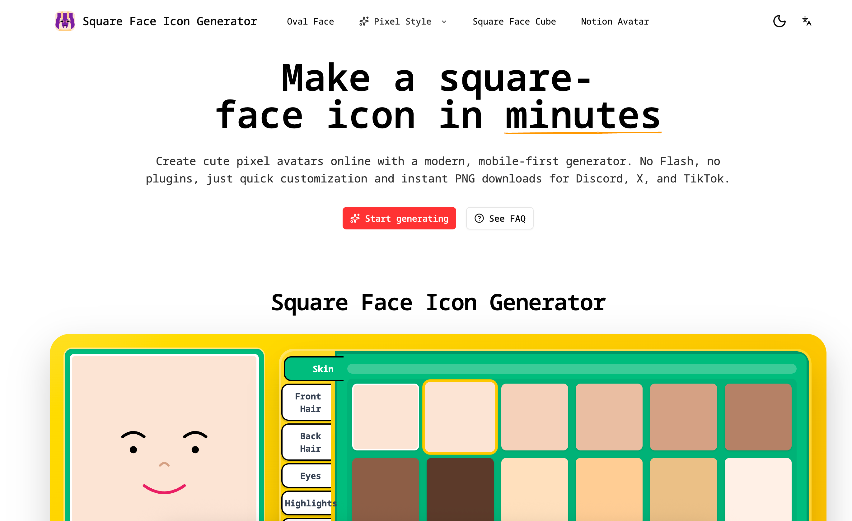Square Face Icon Generator