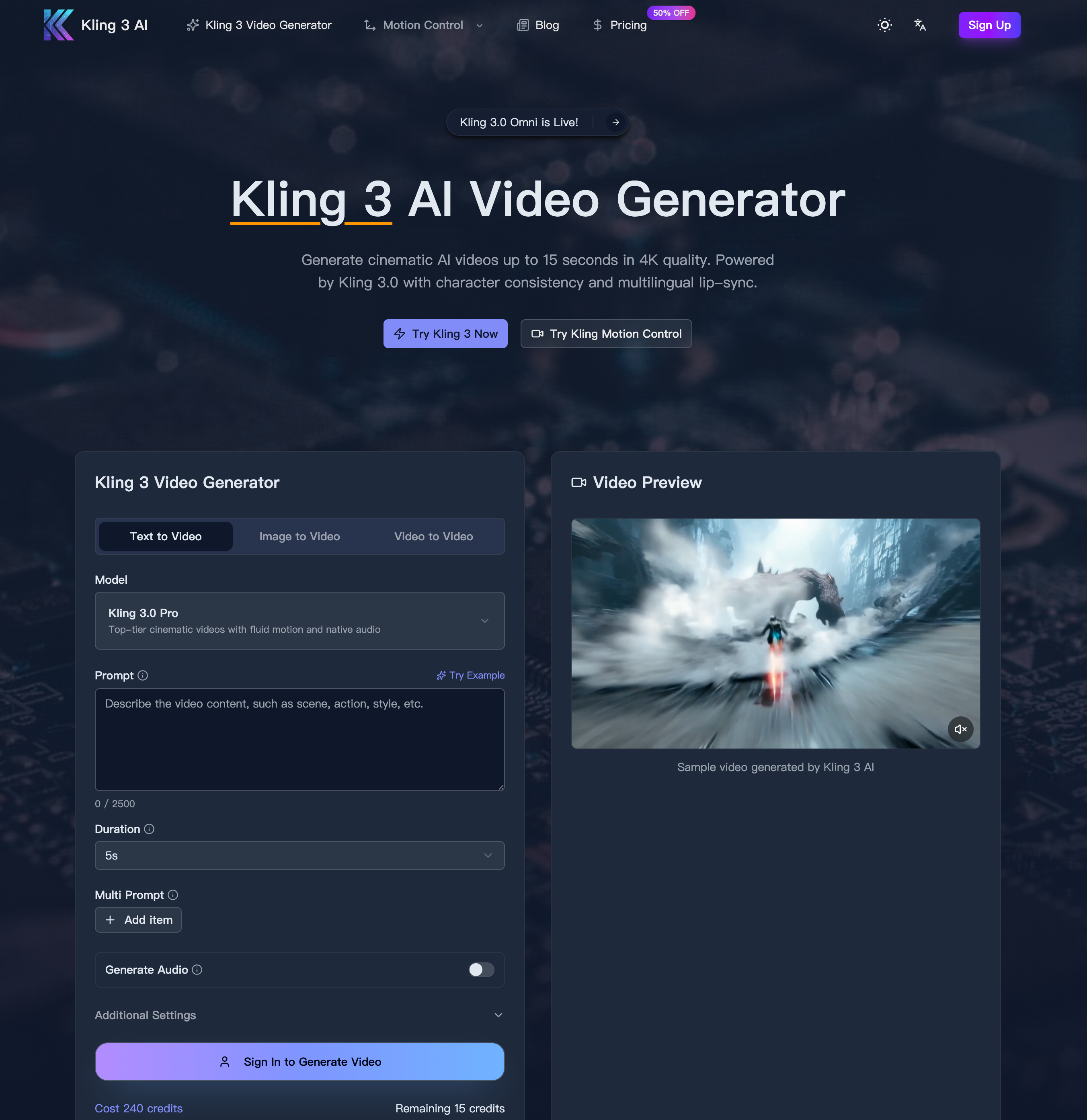 Kling 3-#1 AI Video Generator | allinAI.Tools