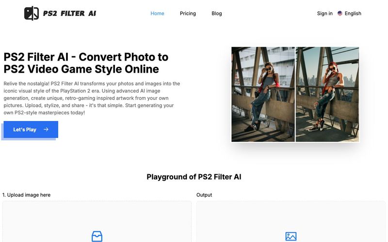 PS2 Filter AI-Convert Photo to PS2 Video Game Style Online Within AI, Free Trail-AllinAI.Tools