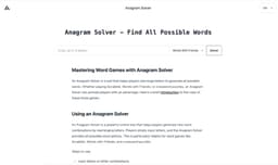 Anagram Solver-Free Online Anagram Solver | Find All Possible Words