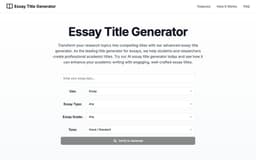 Essay Title Generator Wiki-Create Engaging Titles for Any Topic with our AI-powered generator