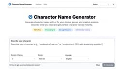 Character Name Generator-Generate character names with AI for your stories, games, and creative projects. 